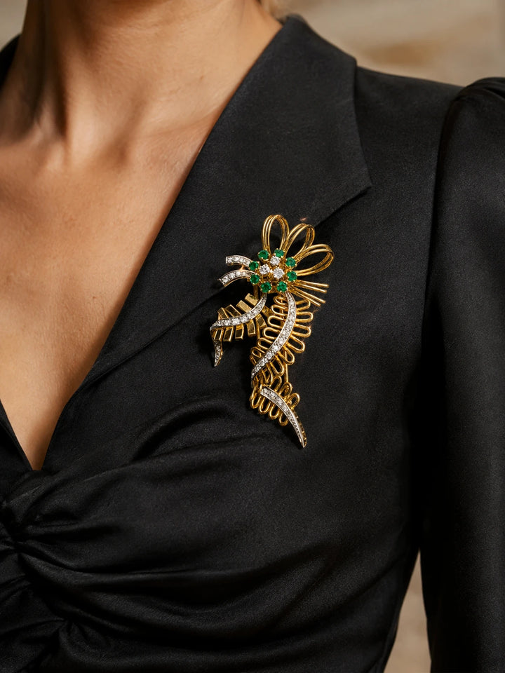 Broche or et Émeraude