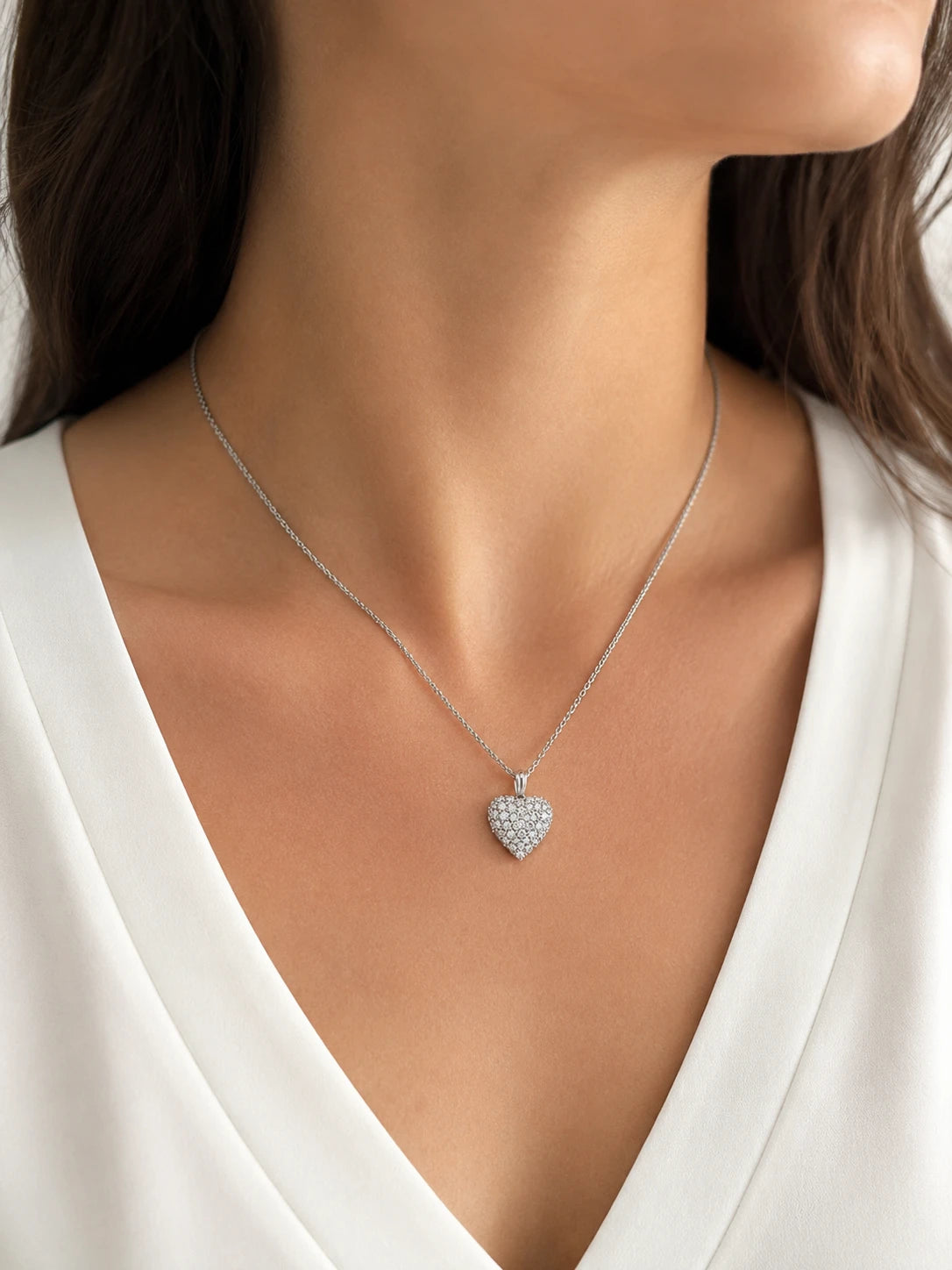 Collier Or blanc et Diamant pavage