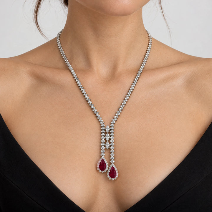 Collier or Diamants et rubis