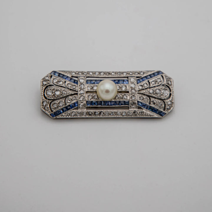 Broche platine et Perle de culture