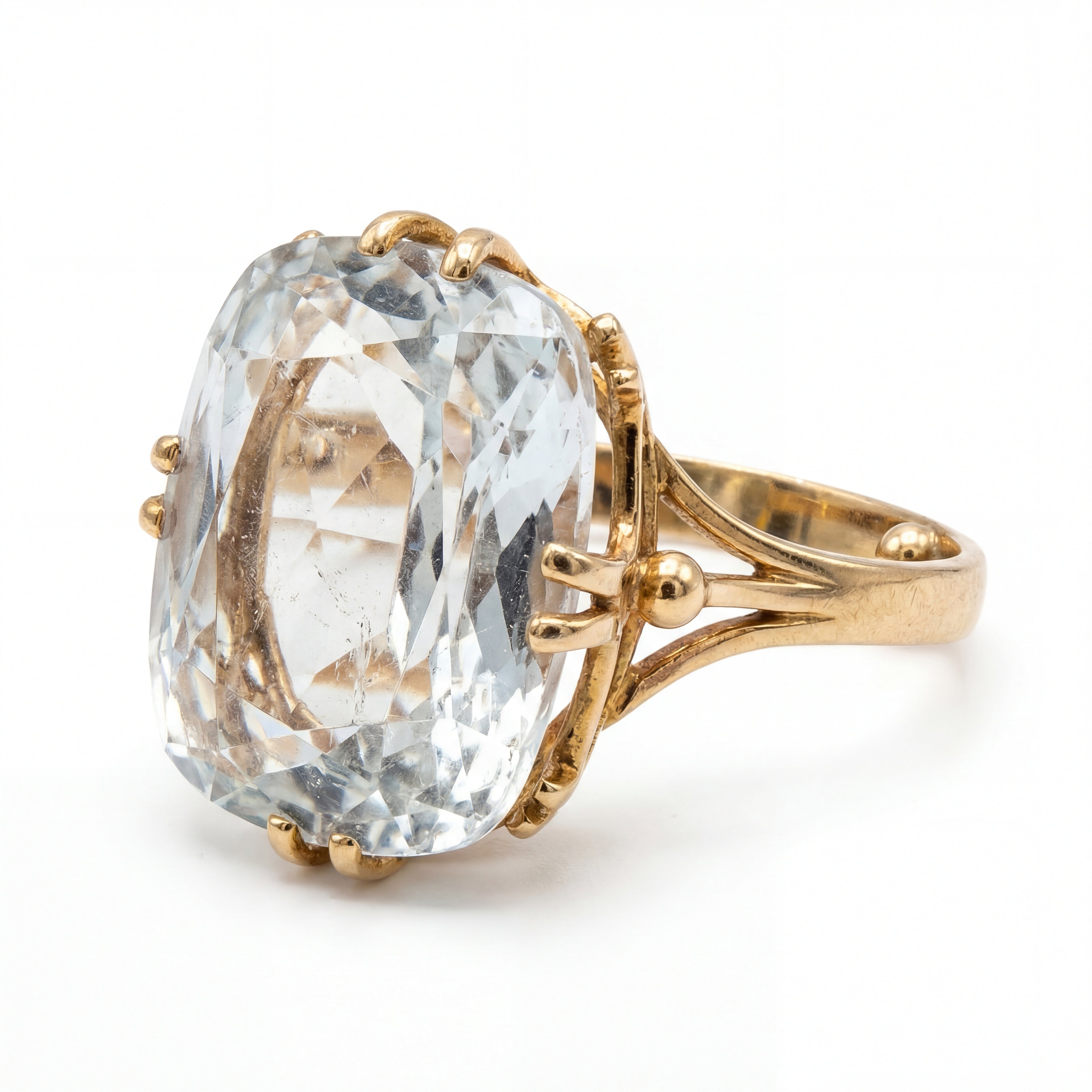 Bague Or jaune et aigue marine
