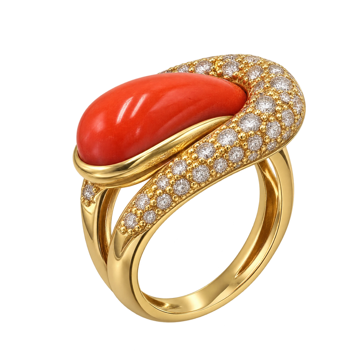 Bague or et Corail