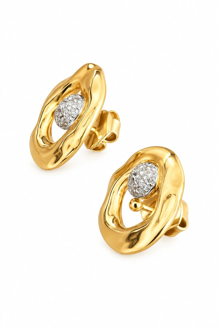 Boucles d'oreilles or et Diamant pavage
