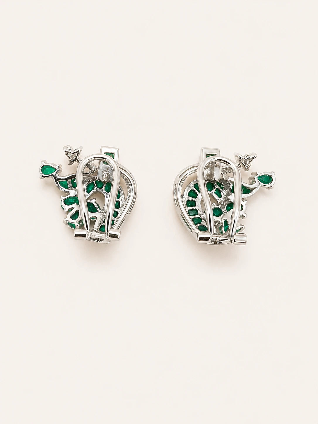 Boucles d'oreilles Or blanc et Émeraude