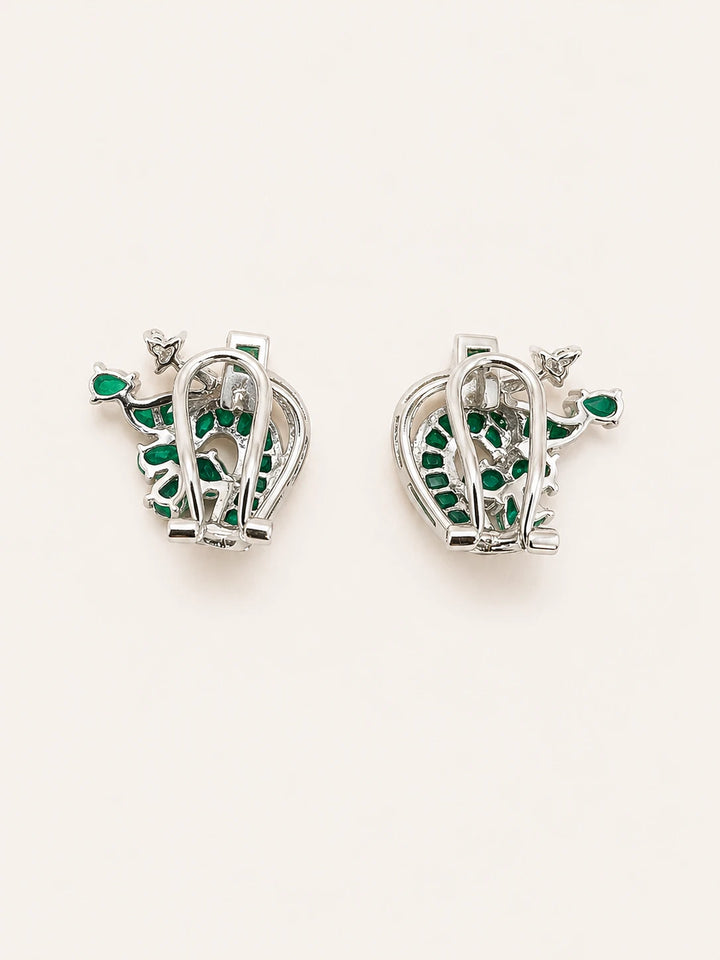 Boucles d'oreilles Or blanc et Émeraude