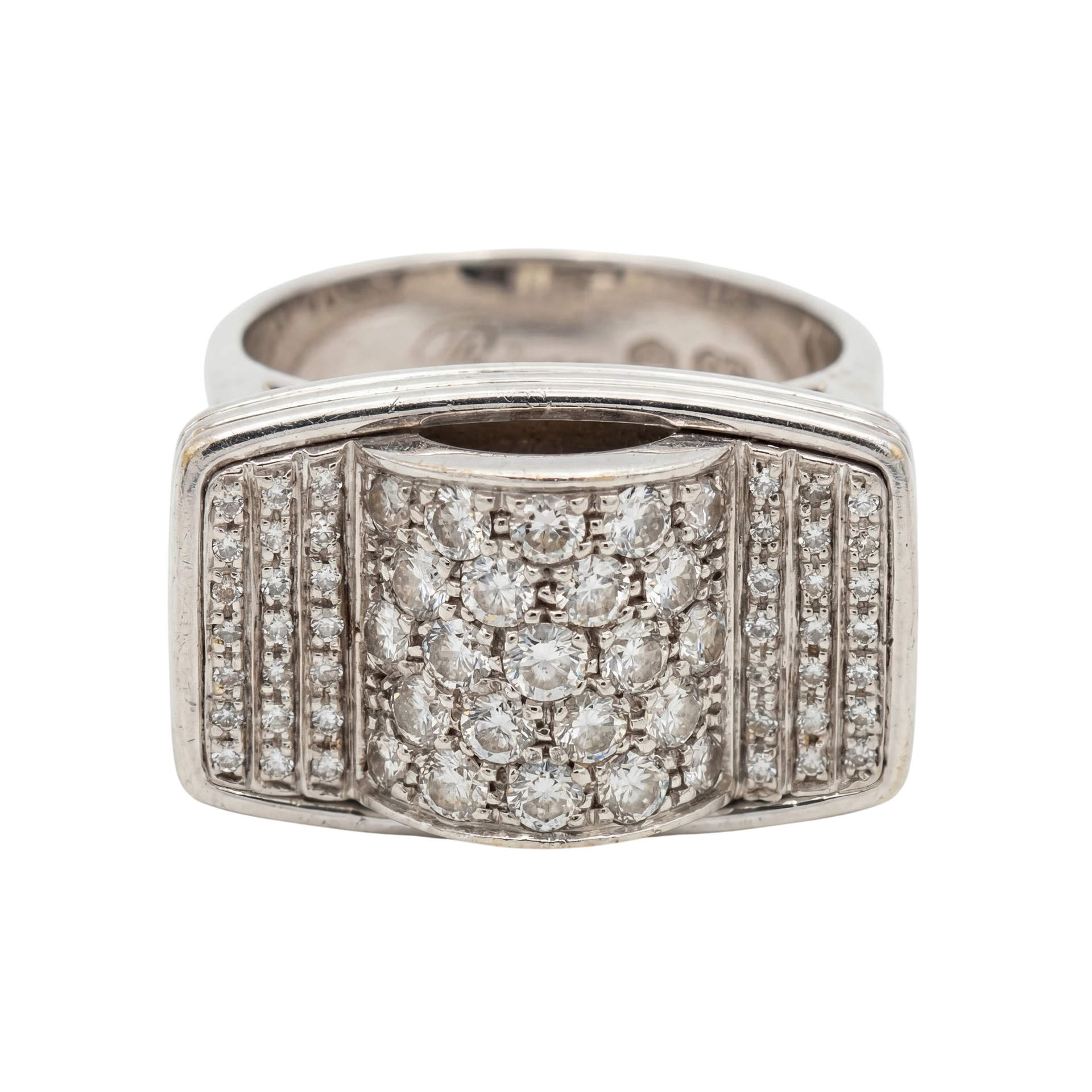 Poiray Bague Or blanc et Diamant pavage
