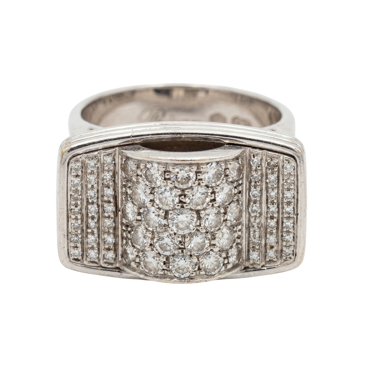Poiray Bague Or blanc et Diamant pavage