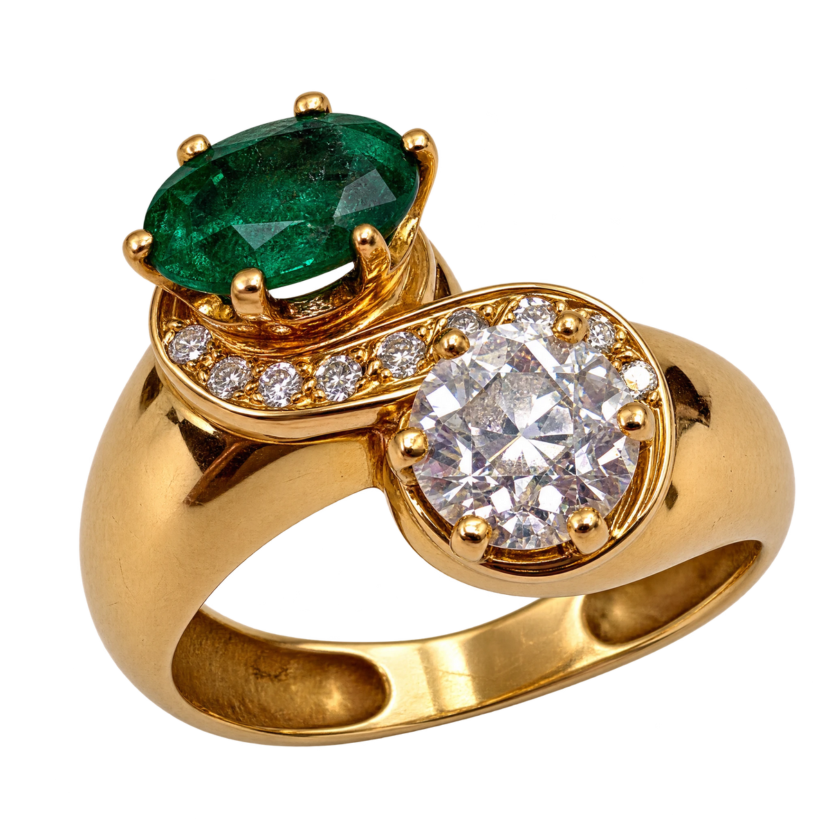 Bague or  Diamant et Emeraude