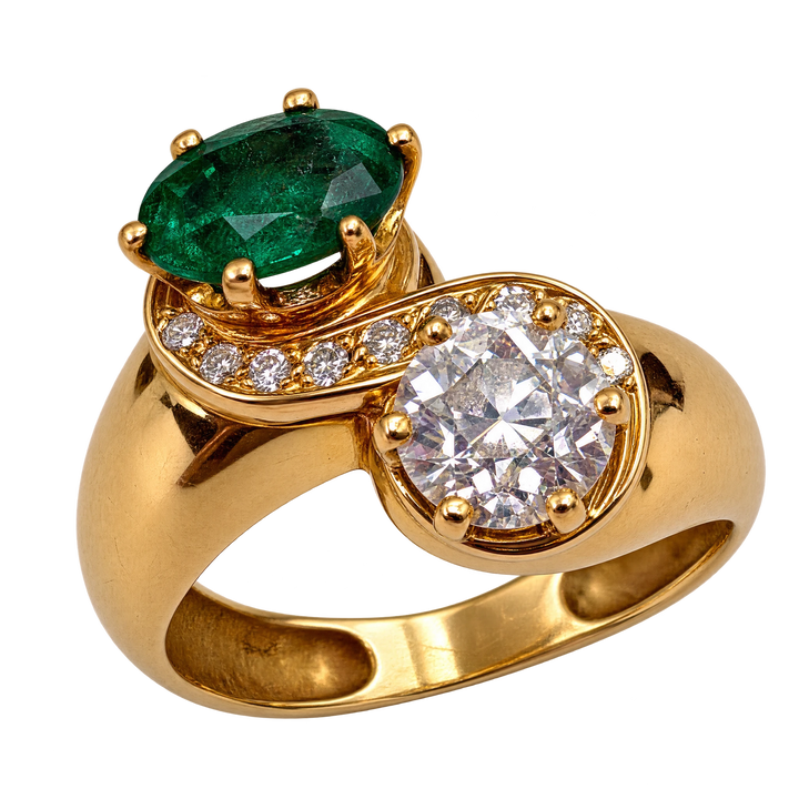 Bague or  Diamant et Emeraude