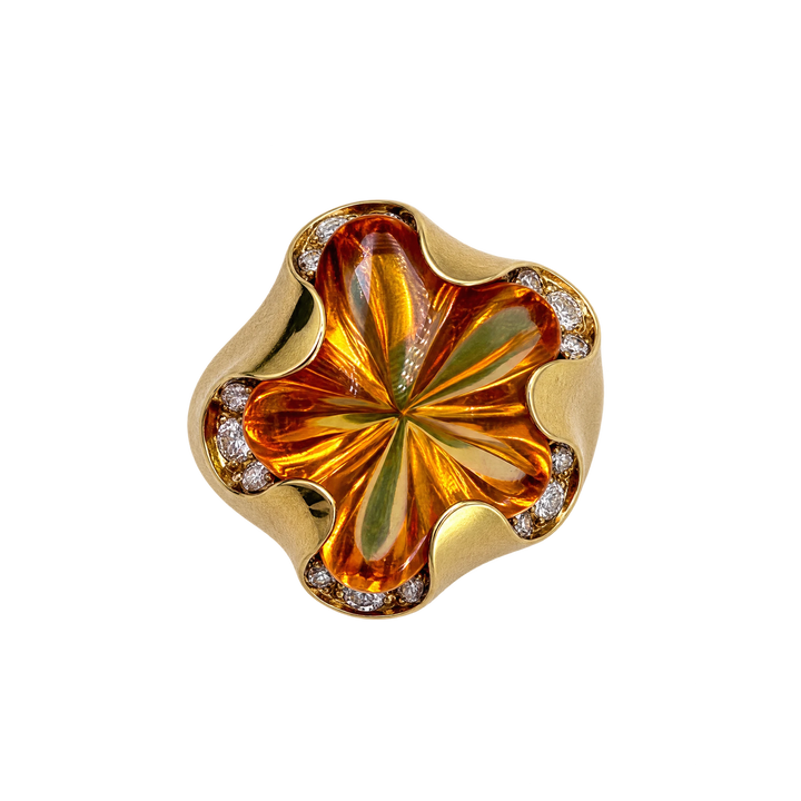 Bague or citrine