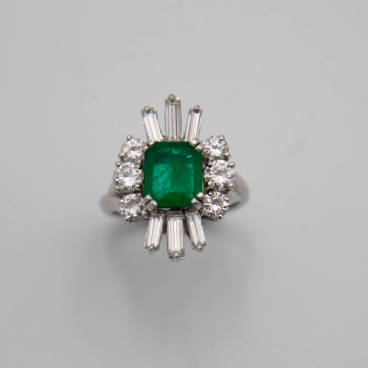 Bague Platine et Émeraude