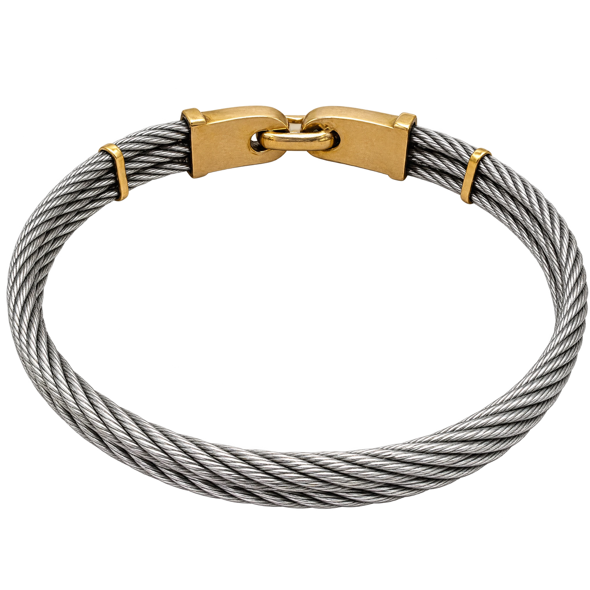 Bracelet cable or et acier