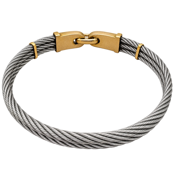Bracelet cable or et acier