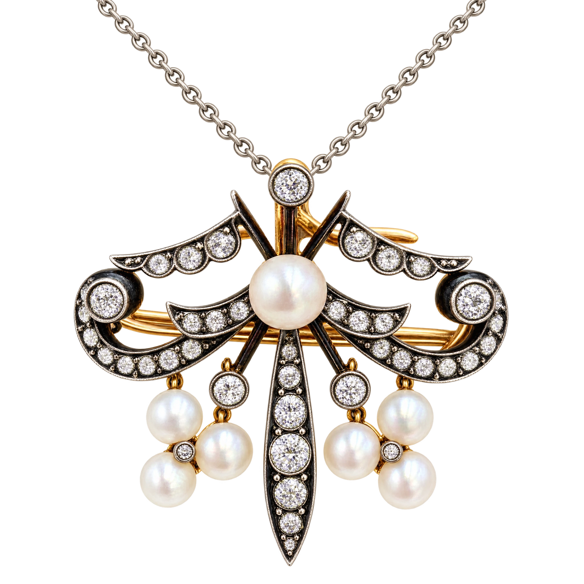 Broche or et Perles