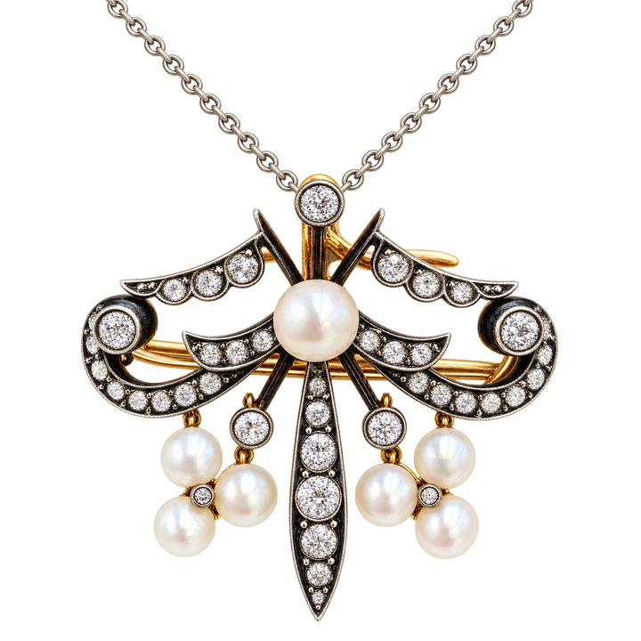 Broche or et Perles