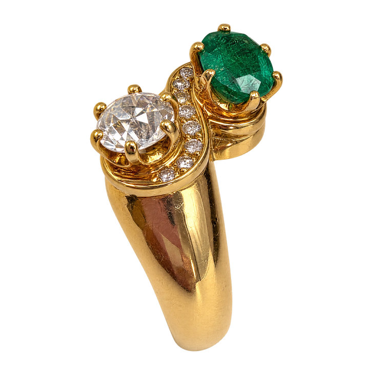 Bague or  Diamant et Emeraude