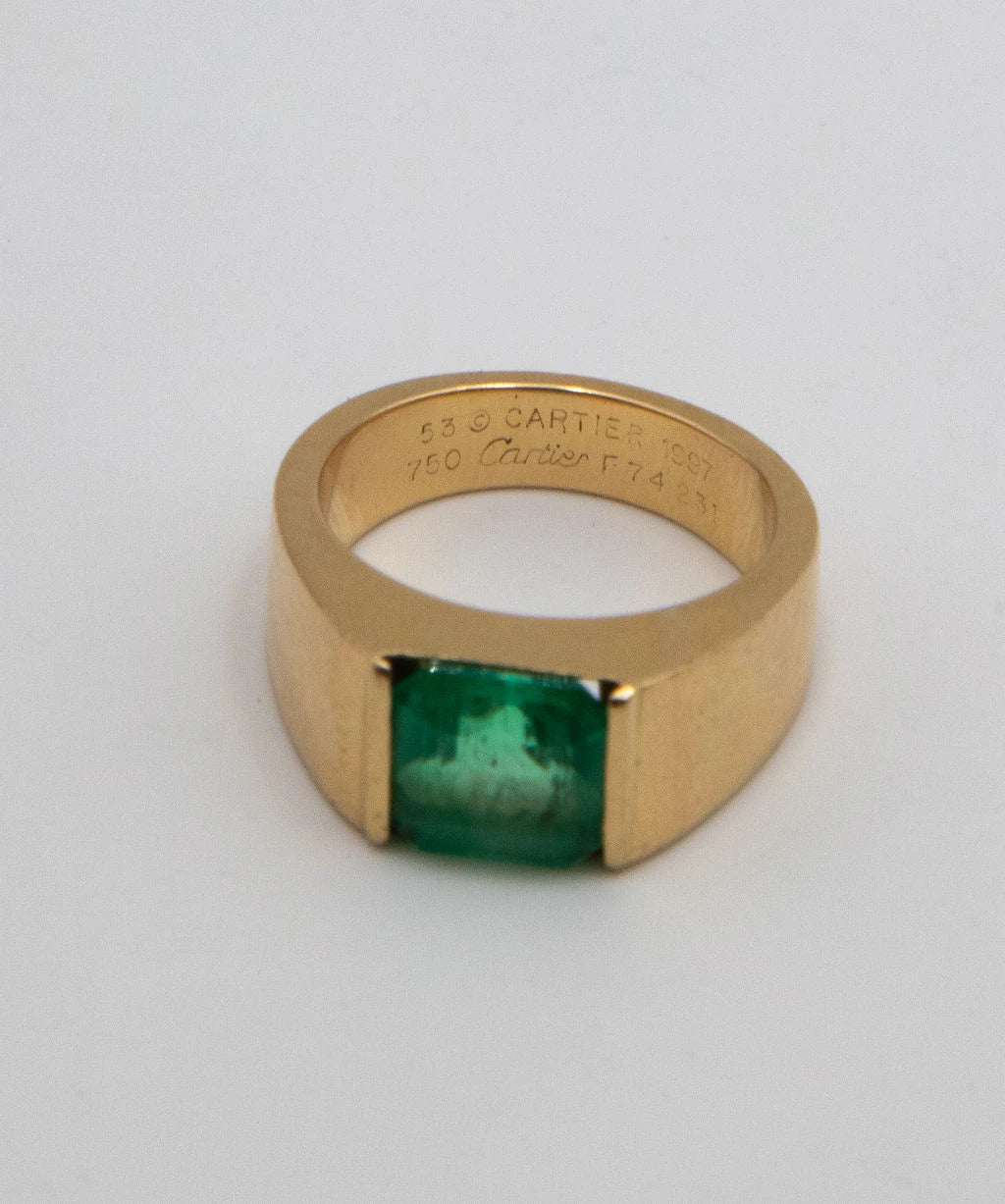 Cartier Bague Tank Or jaune et Émeraude