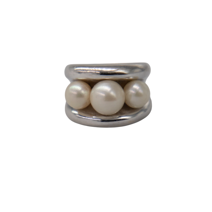 Poiray Bague Fidji Or blanc et Perle de culture