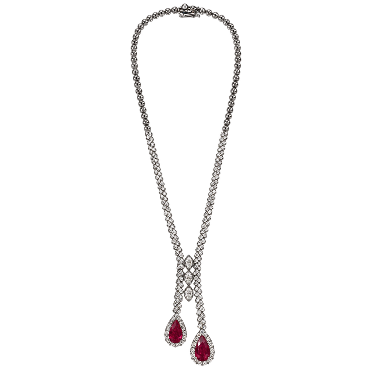 Collier or Diamants et rubis