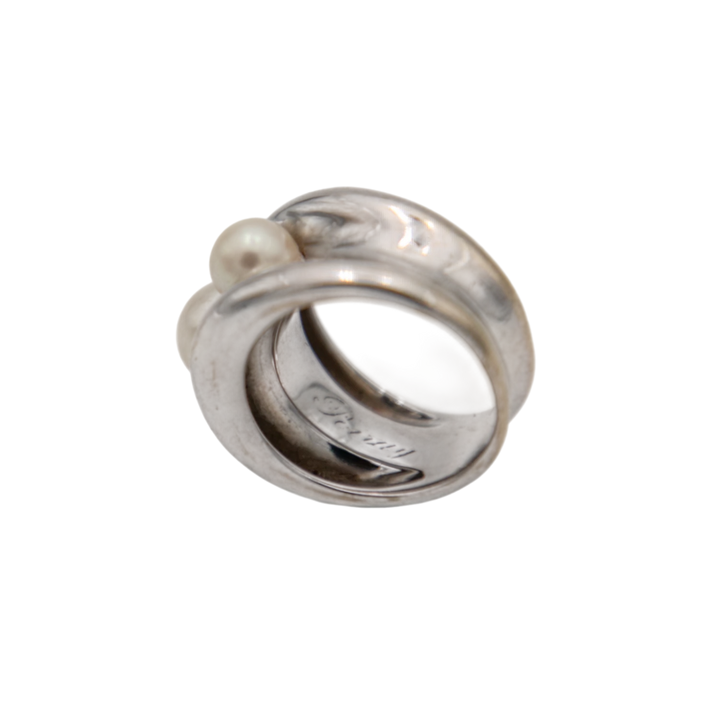 Poiray Bague Fidji Or blanc et Perle de culture