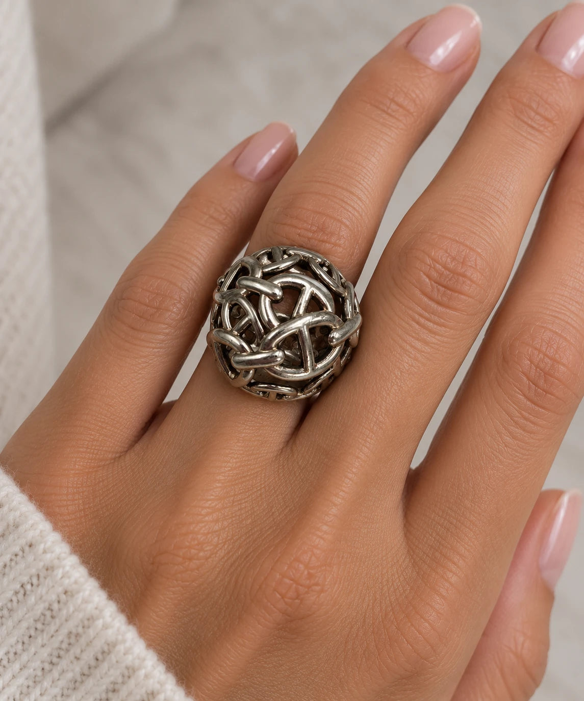 Hermès Bague Chaine d'ancre argent
