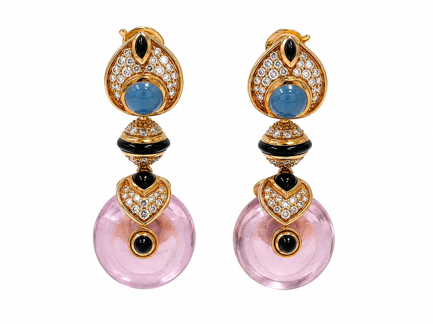 Marina B. Boucles d'oreilles Pneu or et Diamant pavage