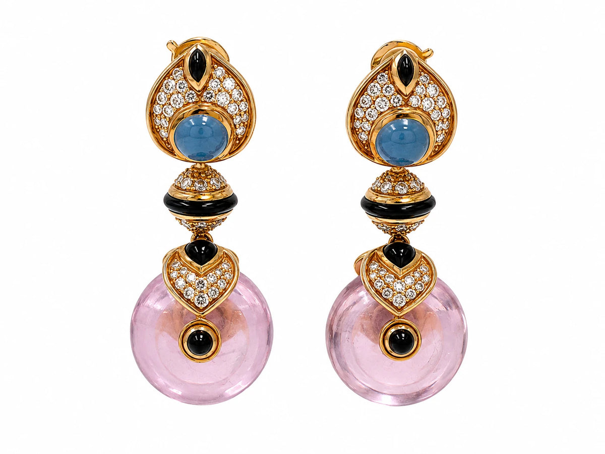 Marina B. Boucles d'oreilles Pneu or et Diamant pavage
