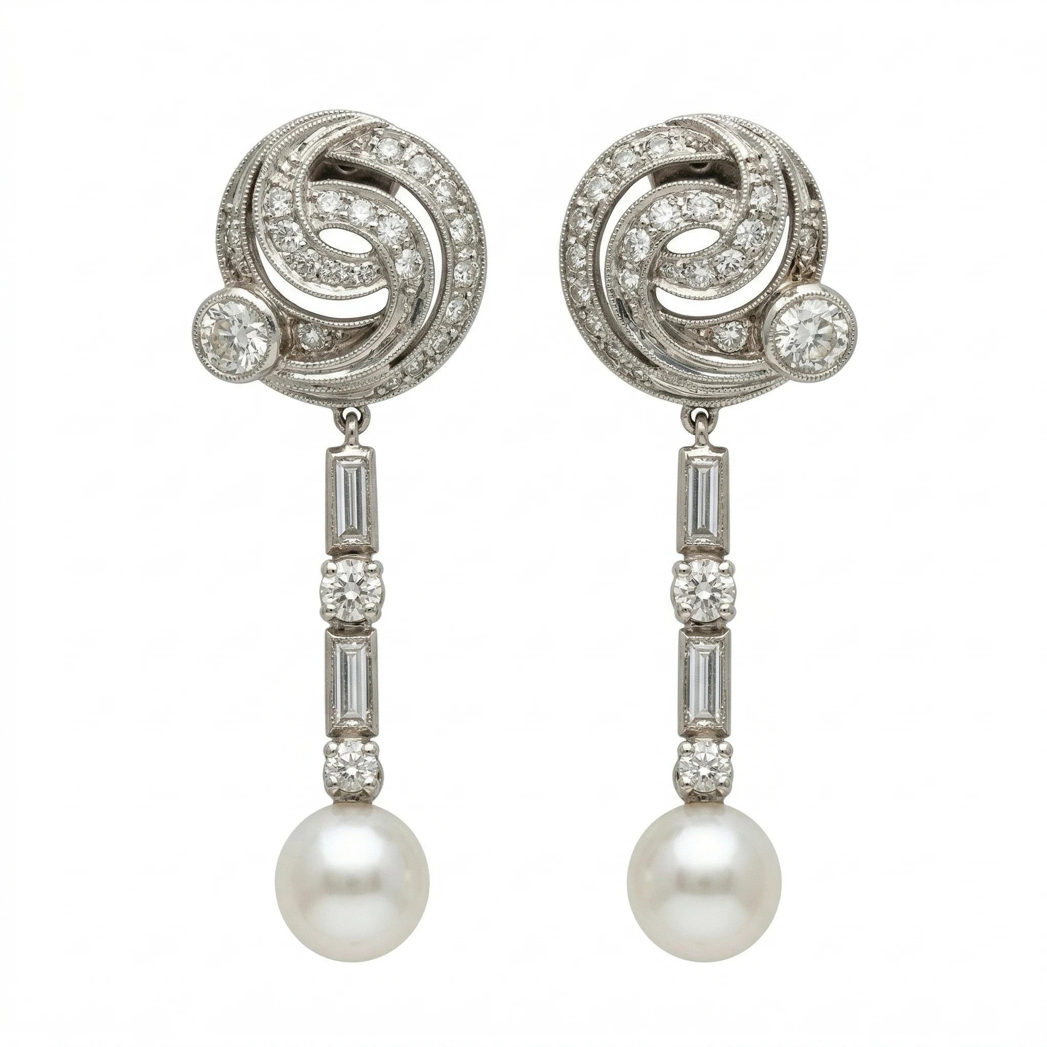Boucles d'oreilles Or blanc et Diamant pavage