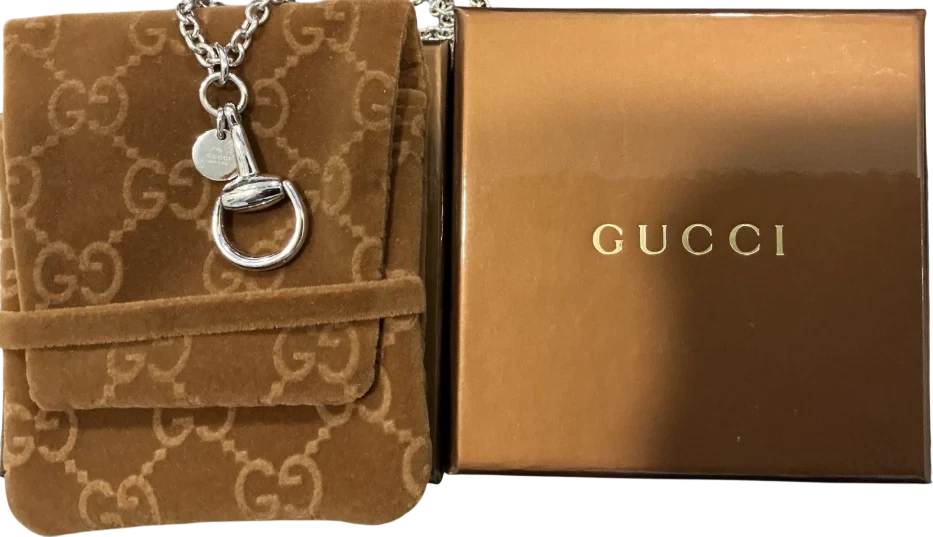 Gucci collier Horsebit or blanc