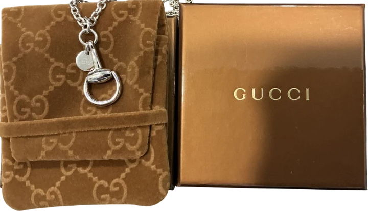 Gucci collier Horsebit or blanc