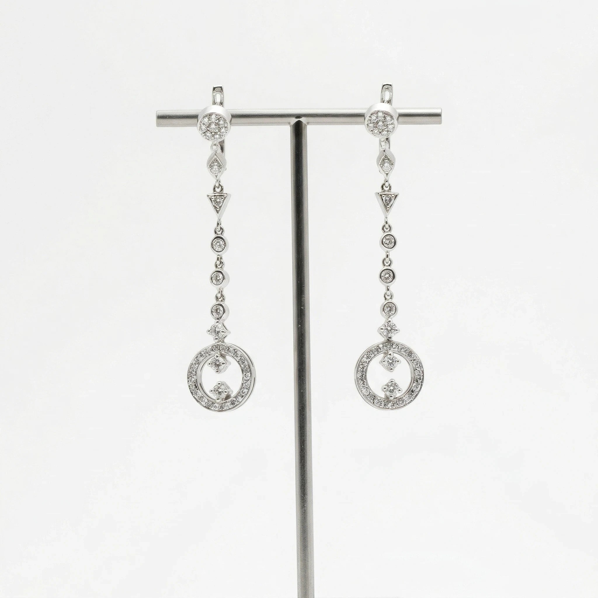 Boucles d'oreilles Or blanc et Diamant pavage