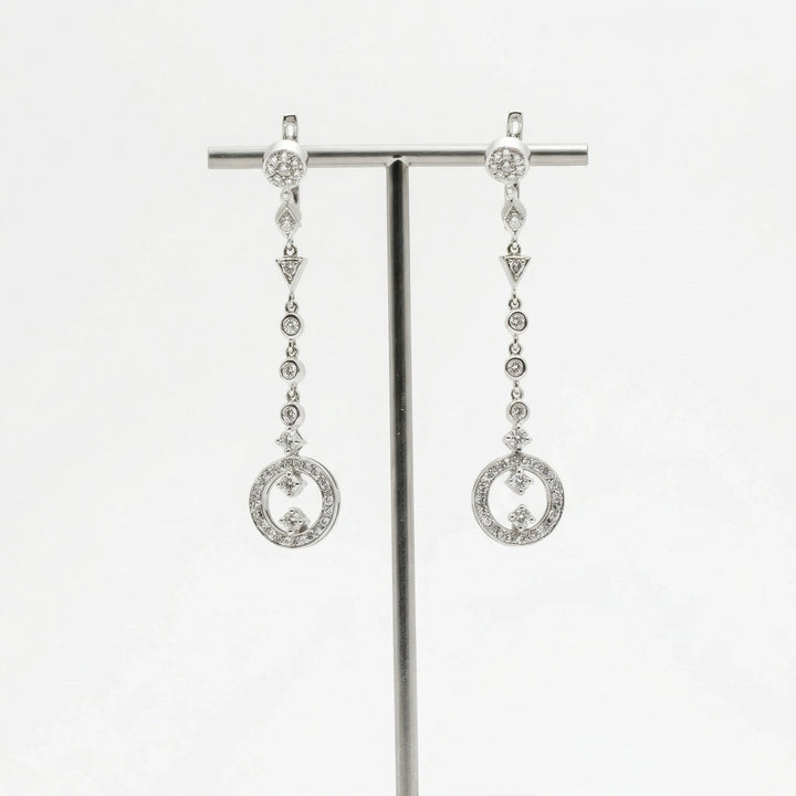 Boucles d'oreilles Or blanc et Diamant pavage