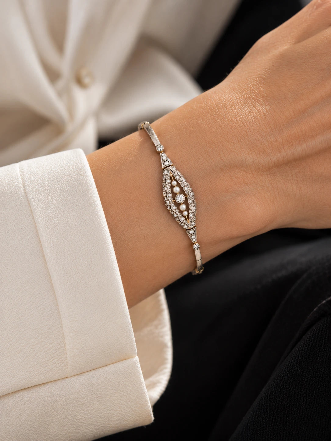 Bracelet platine et Diamant pavage