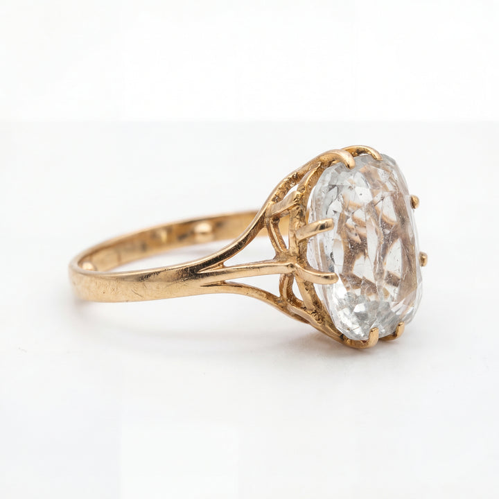 Bague Or jaune et aigue marine