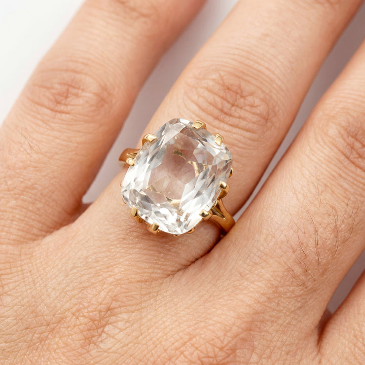 Bague Or jaune et aigue marine