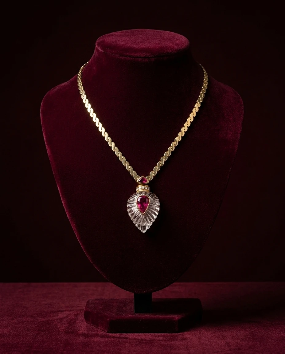 OJ Perrin Collier Haute Joaillerie Or jaune et Cristal de roche